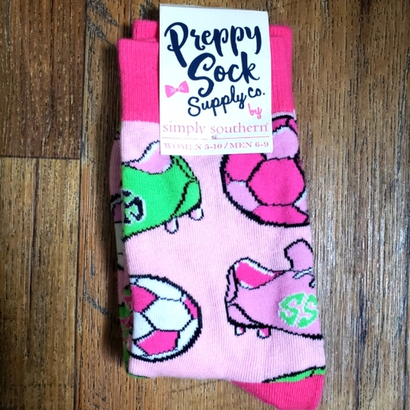 Simply Southern Pink and Green Soccer Socks - Picture 1 of 1